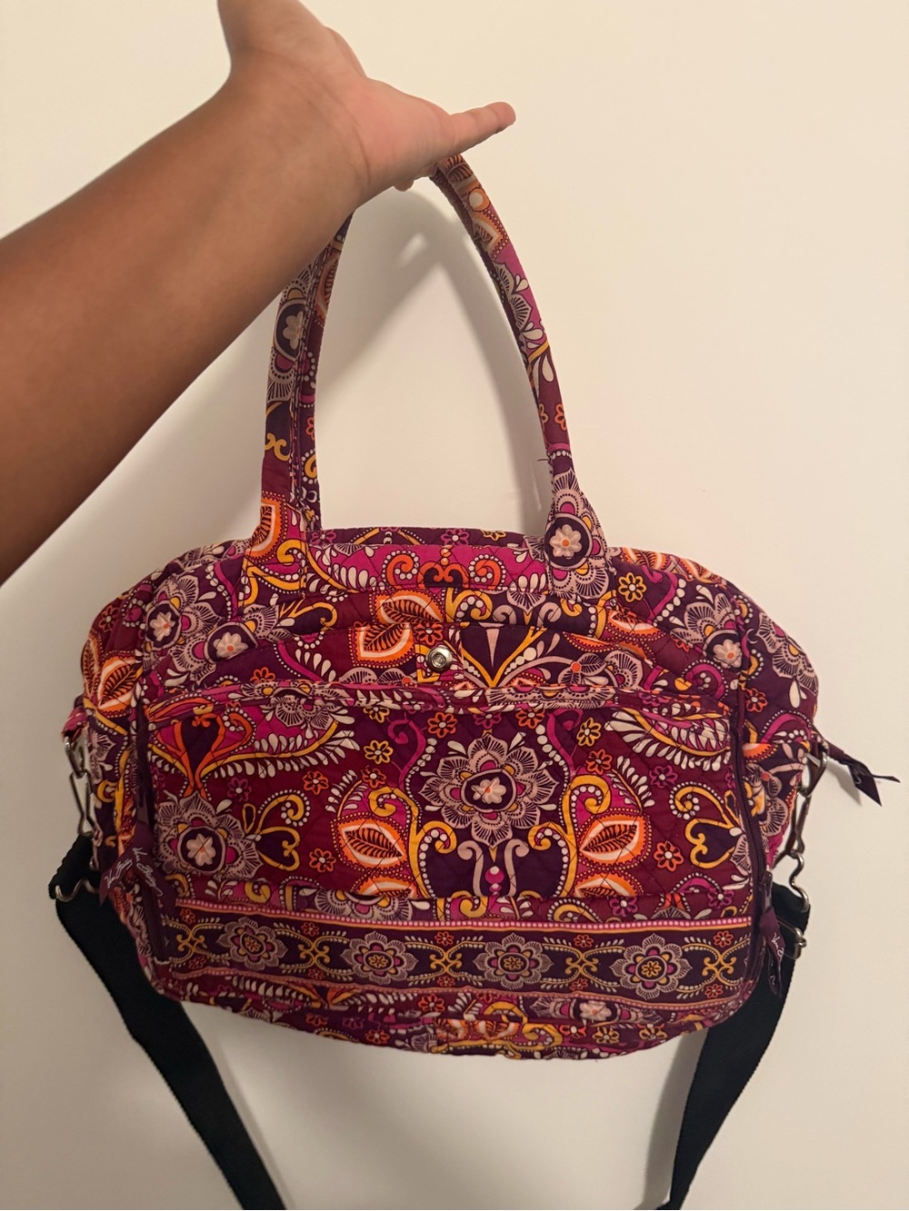Vera Bradley Burgundy and Purple Quilted Floral Laptop Tote